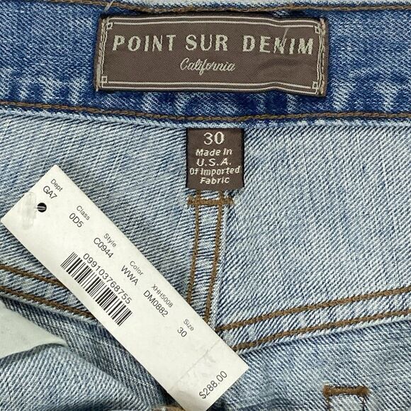 Point Sur Jeans Womens 30 Blue Distressed High Waisted Cropped Leg Selvedge NEW - Picture 15 of 16